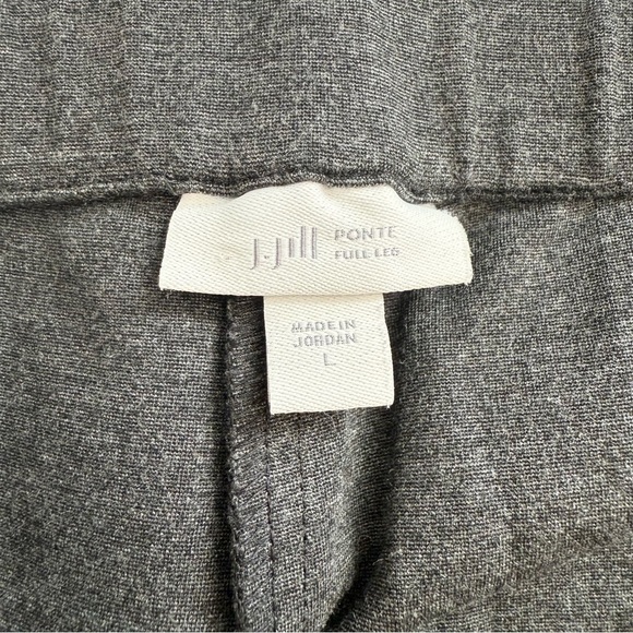 J Jill Ponte Knit Full Leg Dark Grey Wide Straight Buckled Career Crop Pants LG - Picture 4 of 9